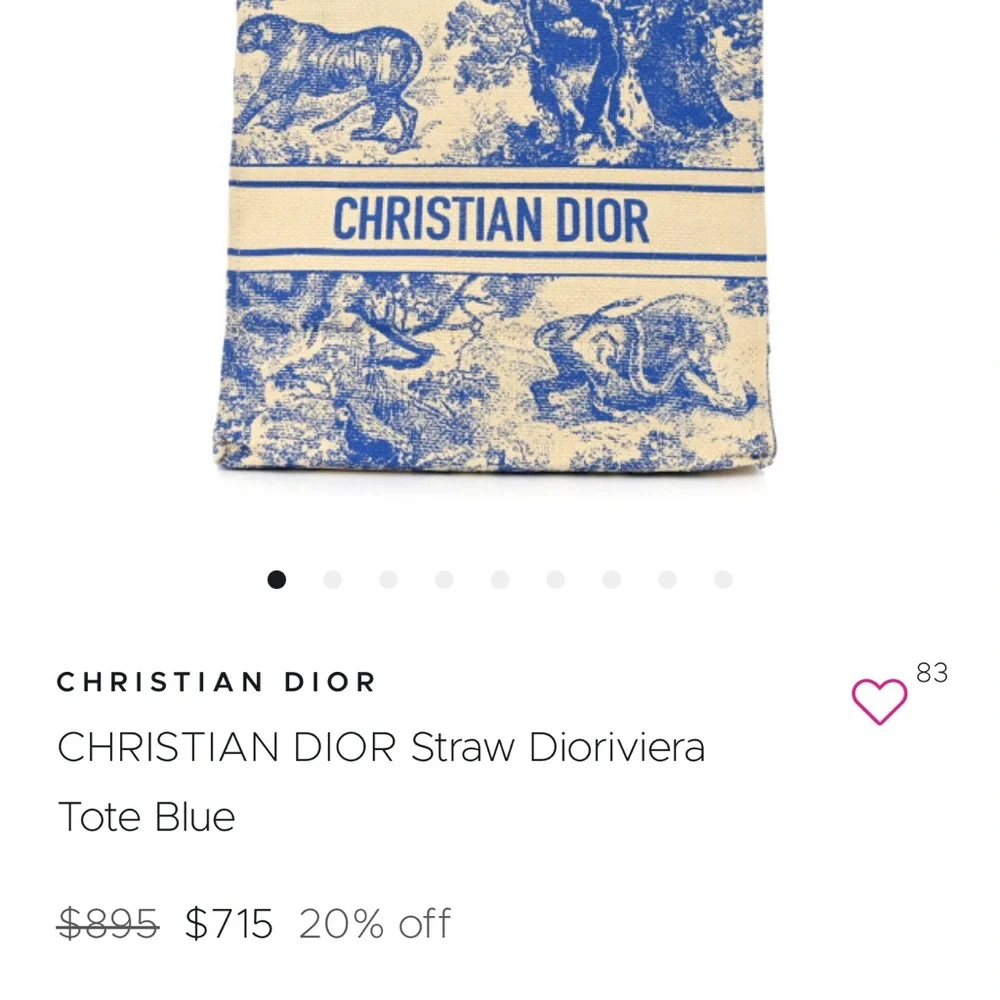 CHRISTIAN DIOR Straw Dioriviera Tote Blue - Picture 3 of 9